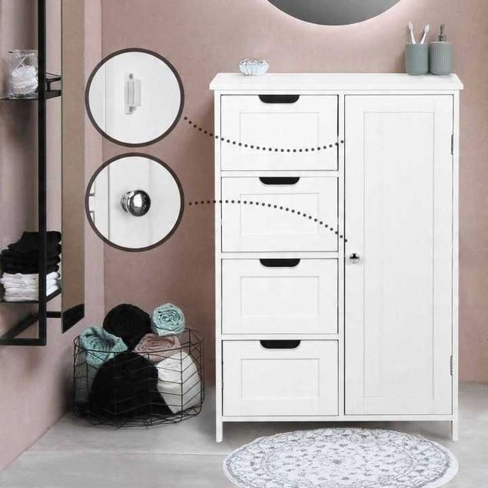 Шкаф Miadomodo с 4 чекмеджета 55x30x82см чисто нов оребрен