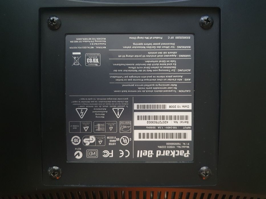 Monitor Packard Bell Viseo 222Ws – 22 inch, stare bună
