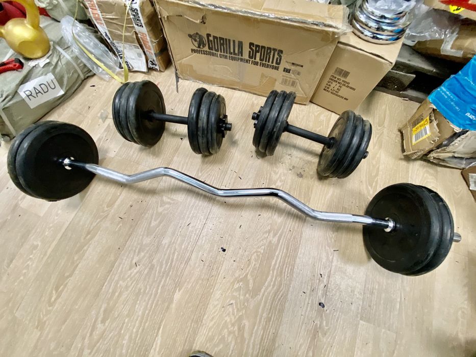 Pachet sala acasa ideal Gantere+haltera reglabile bara z total 35 kg