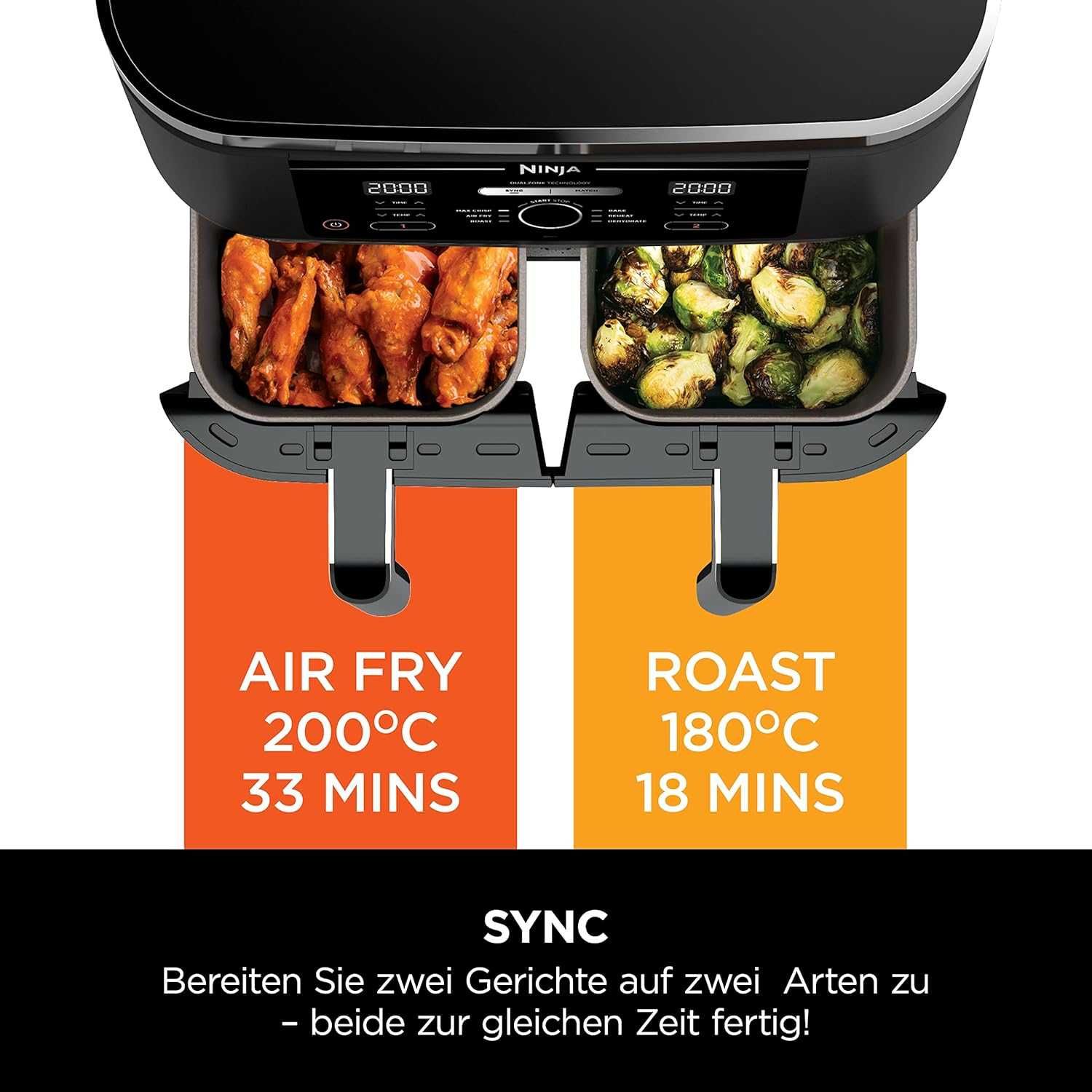 Фритюрник с горещ въздух Ninja Foodi MAX Dual Zone, 9,5L Air Fryer