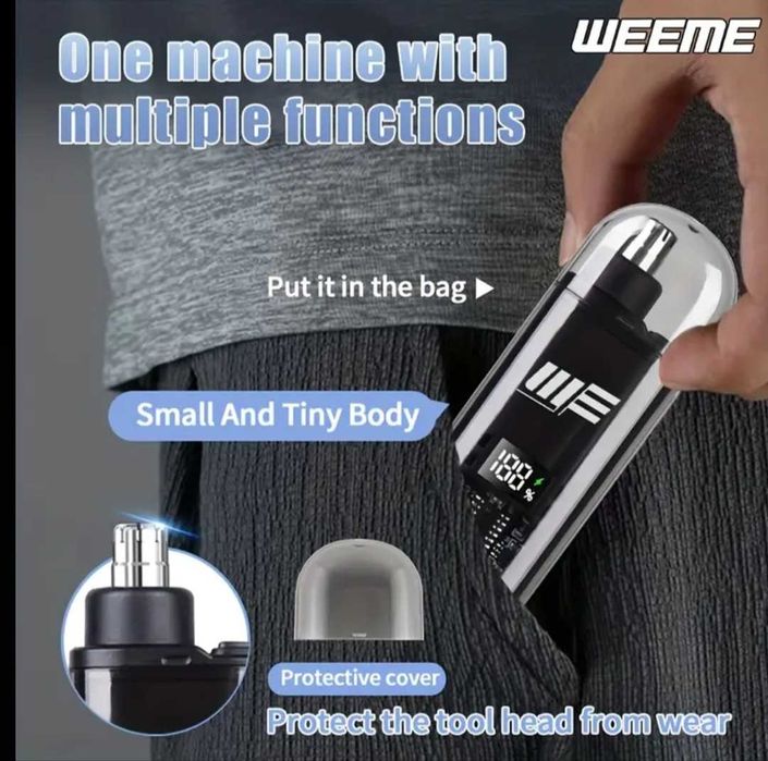 Мъжки USB тример за нос и уши LCD дисплей–презареждаем и водоустойчив