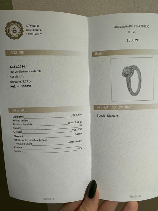 Inel aur cu diamante naturale