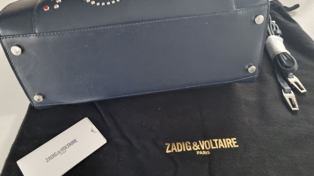 Geanta ZADIG & VOLTAIRE Candide Medium Clous Marine