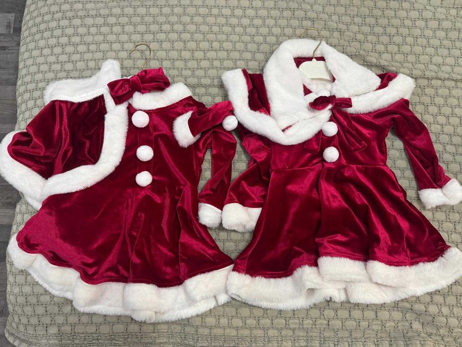 Rochita Craciunita Catifea 3 piese, 2-5 ani