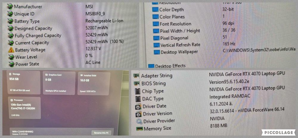 ГАРАНЦИЯ RTX4070|i7|QHD 165hz|512GB SSD|16RAM лаптоп msi мси katana