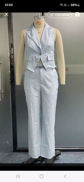 Costum albastru cu pantaloni, dama