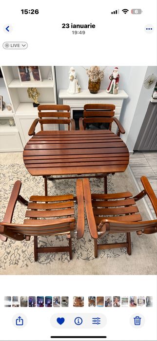 Masa plianta si scaune lemn masiv de cires