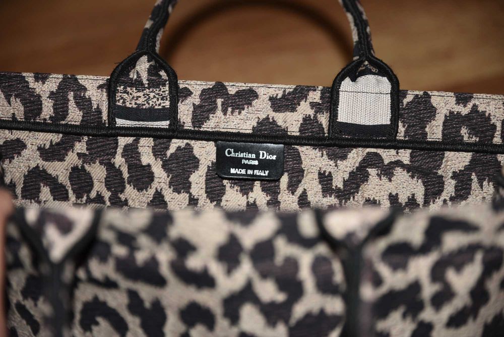Christian Dior Made in Italy дамска чанта, канава, леопард принт
