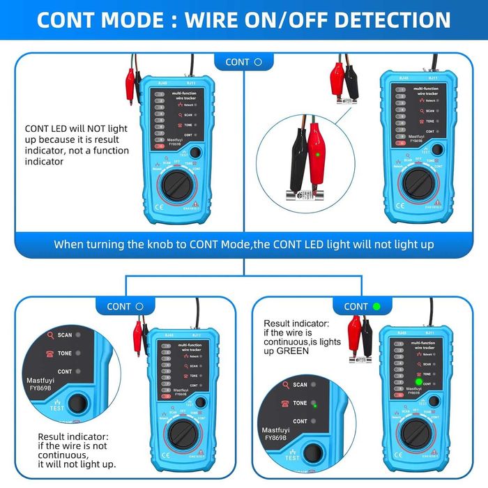 Tester cabluri rețea Mastfuyi FY869B,detector digital linii semnal ton