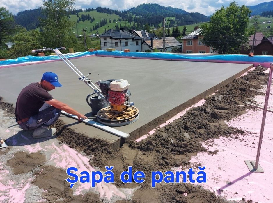 Șapă mecanizată, elicopterizata, egalizare, panta