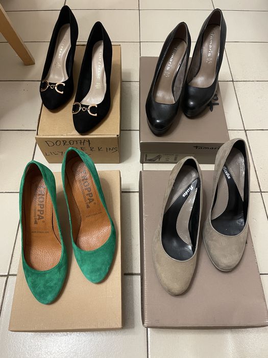 Кожени обувки на висок ток