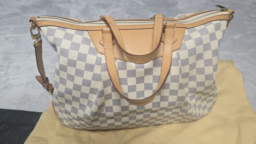 Geanta Louis Vuitton Siracusa MM,Azur Damien Canvas,impecabila,saculet