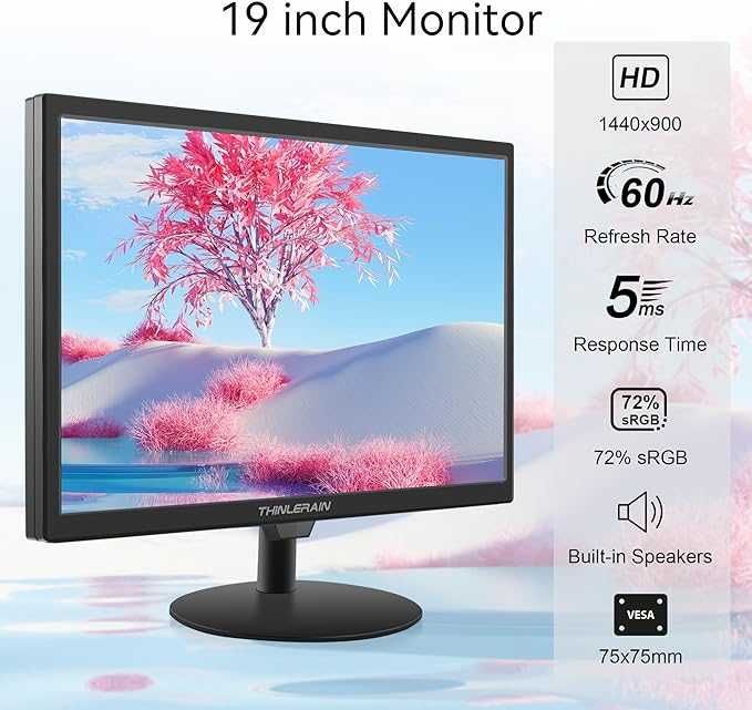Monitor PC Thinlerain de 19 inch, 1440x900, afișaj LED