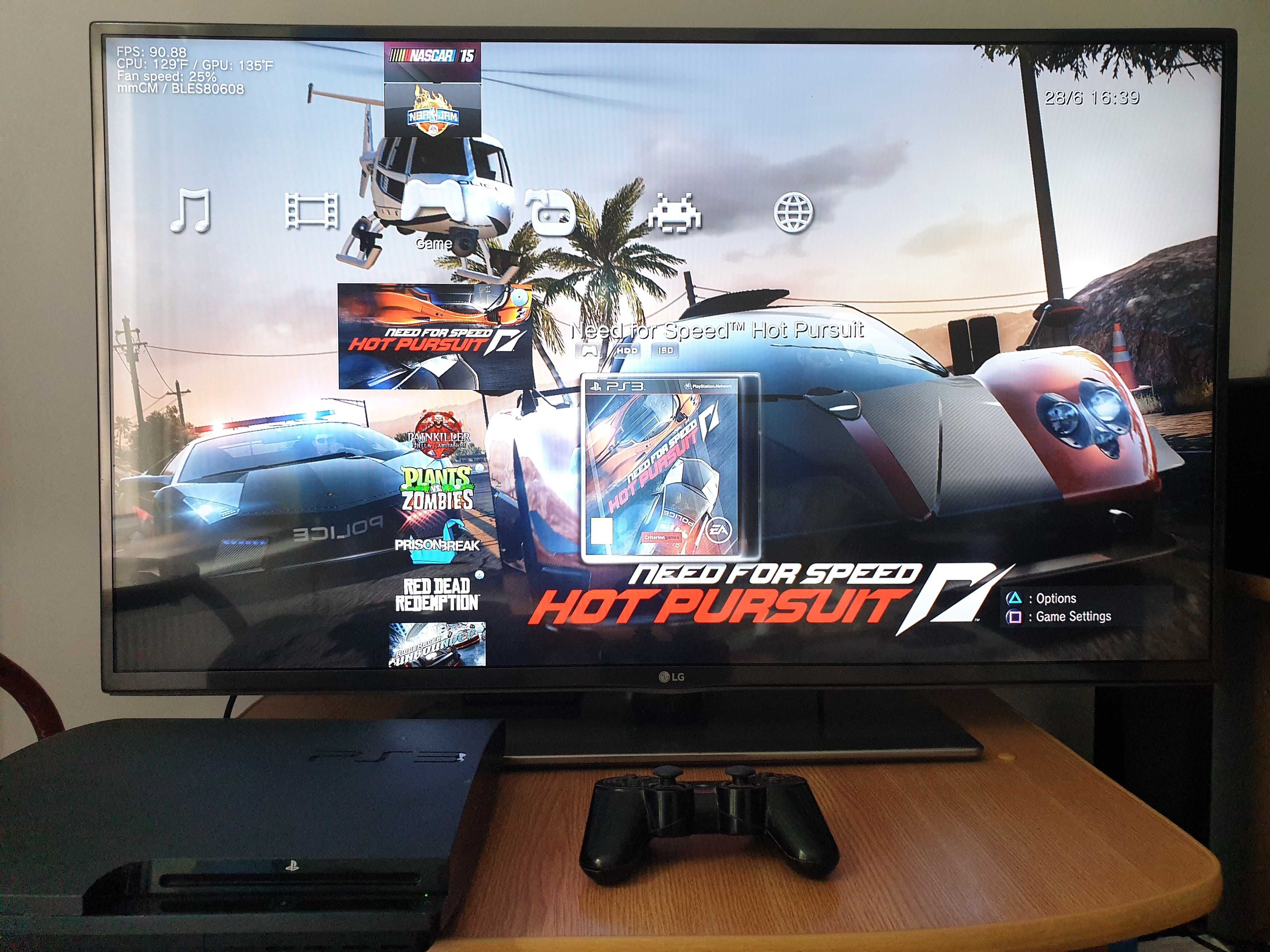 PS3 modat HEN 120 GB + 30 jocuri (GTA, Red Dead, FIFA 19, NFS)