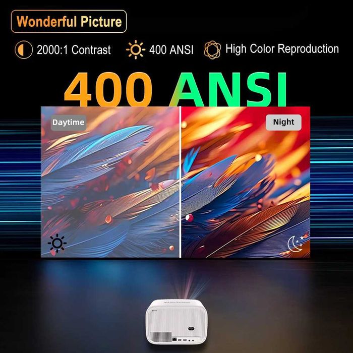 Videoproiector H5 Pro Android 12, 1080P Full HD, 400 ANSI, WiFi 6