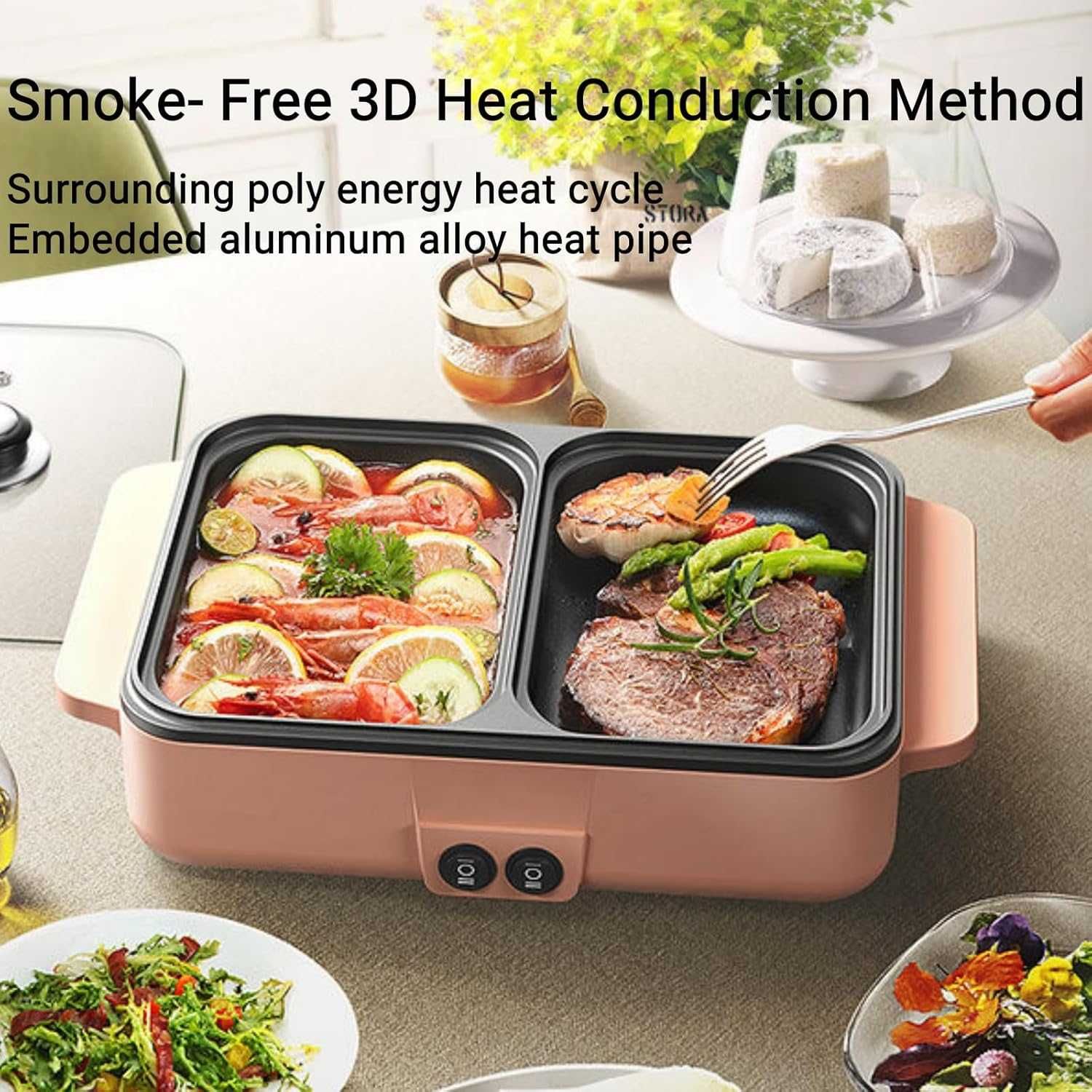 Мини скара Topyond 1200 W Hot Pot Electric and BBQ,Гаранция