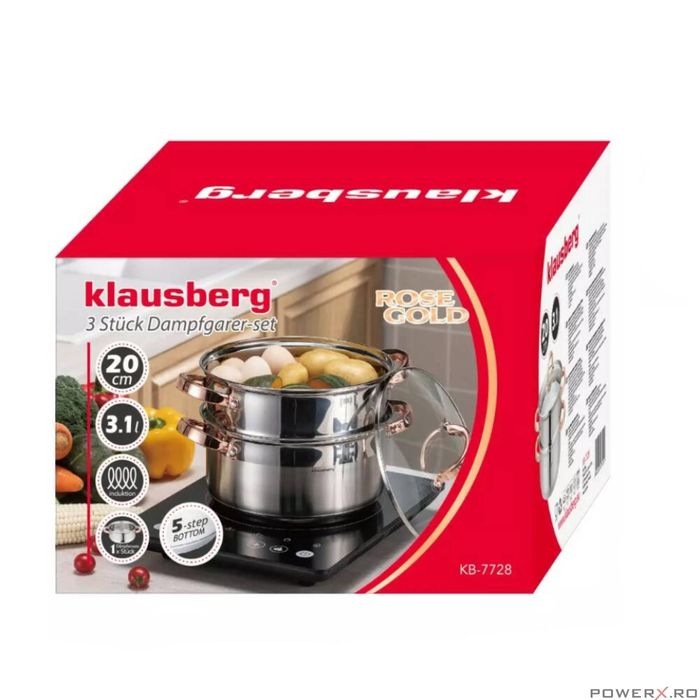 Oala pentru abur 3 pcs, 20 cm, 3.1 litri, Klausberg