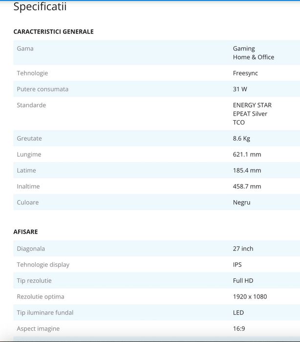 Vand 4 x Monitor LED 27 Dell SE2717H Full HD IPS FreeSync 75Hz