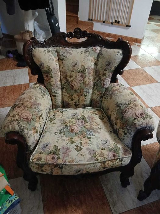 Canapea Inflorata cu 2 Fotolii