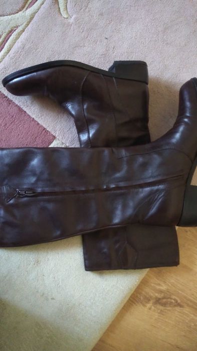 Cizme piele naturala maron, 37, aprox. 23,5 cm, Rochita neagra, 40