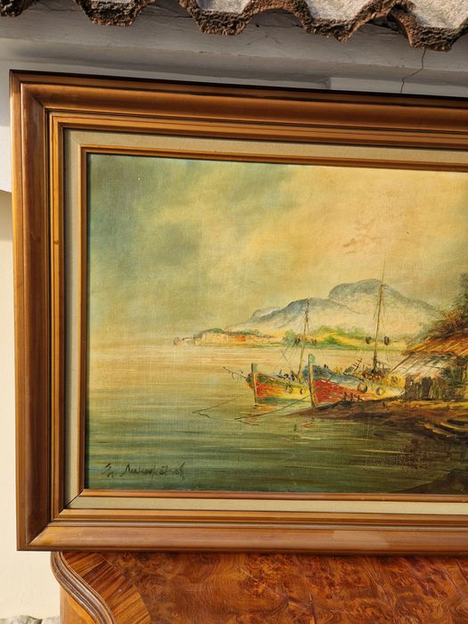 Уникална огромна антикварна майсторска картина масло върху платно