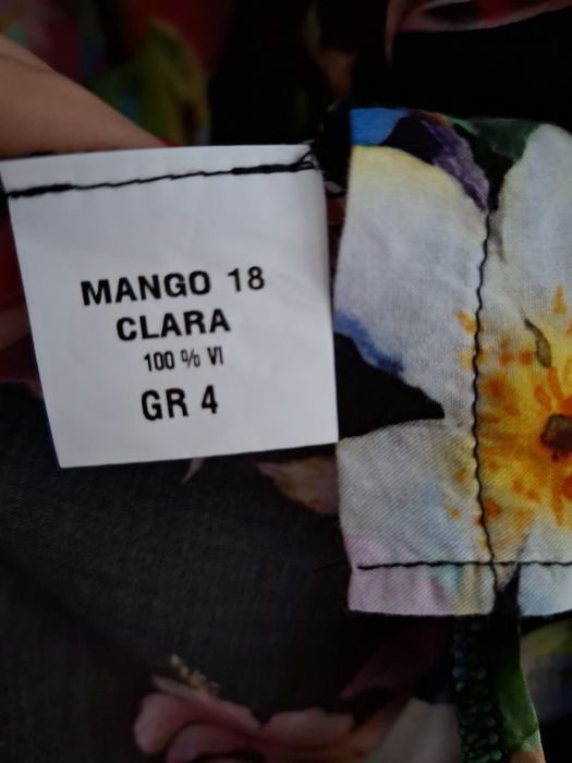 Rochie neagra cu desen fructe exotice in culorii vii