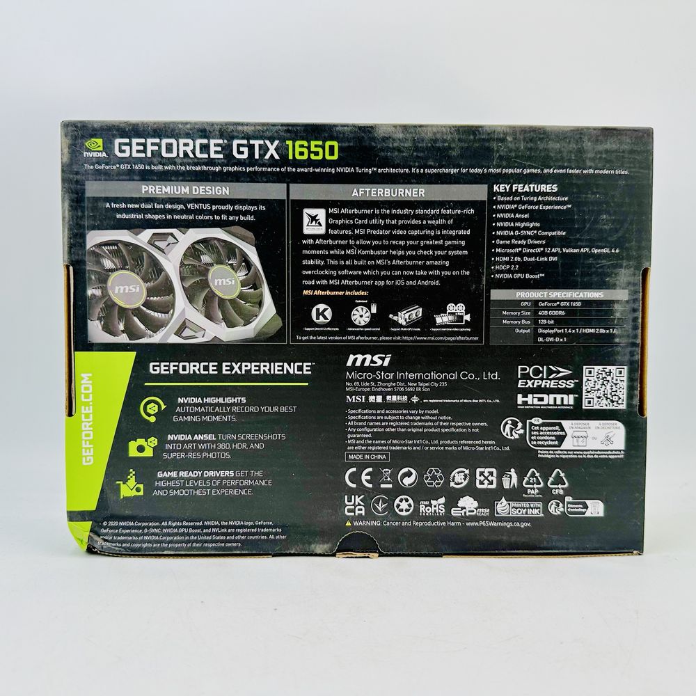 Placa Video MSI GeForce GTX 1650 Ventus XS OCV1 Edition 4GB DDR6