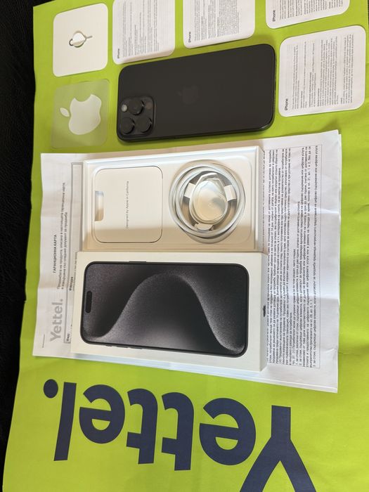 КАТО НОВ 256GB iPhone 15 Pro Max Yettel Гаранция 2026г. Black / Черен