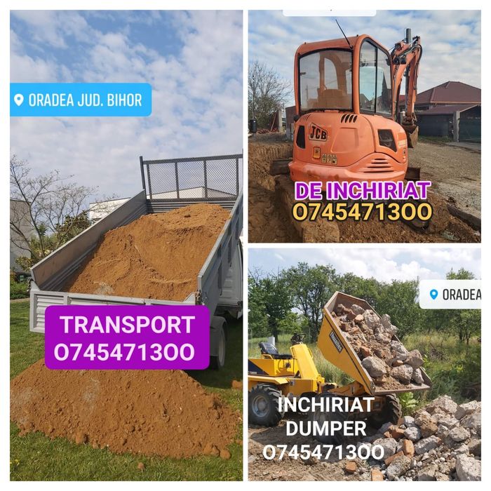 Inchiriat miniexcavator basculante bobcat  picon, dumper  fose  canali
