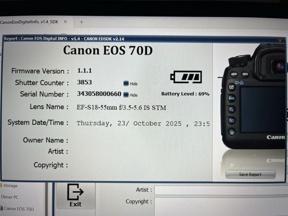 CANON EOS 70D kit complet 4000 de cadre Blitz 2 obiective ca nou