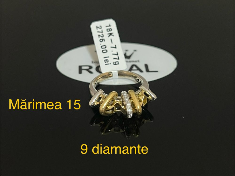 Bijuteria Royal CB : Inel dama aur 18k 9 diamante 7,77gr mărimea 15