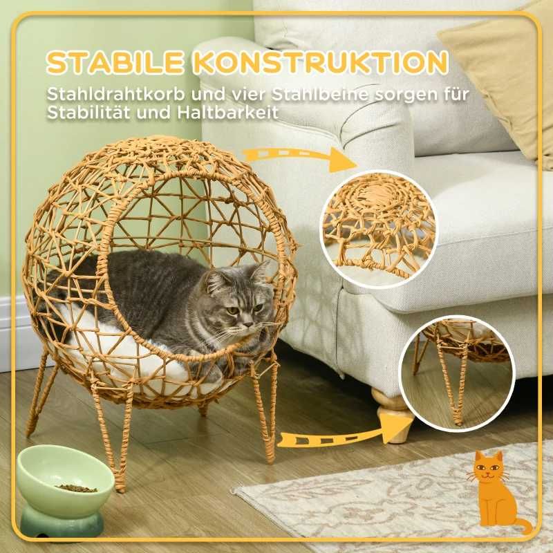 Pawhut Кошница за котки от ратан, Котешка пещера
