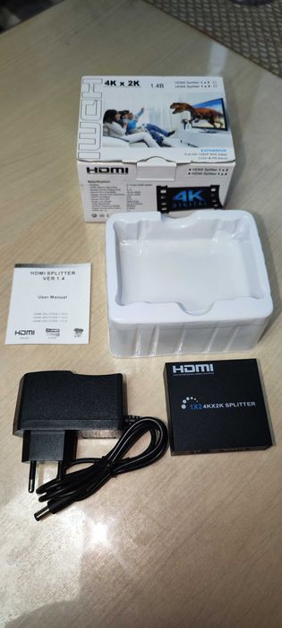 Spliter HDMI 1.4a 2 porturi 4K 30Hz, 1x intrare 2x iesiri
