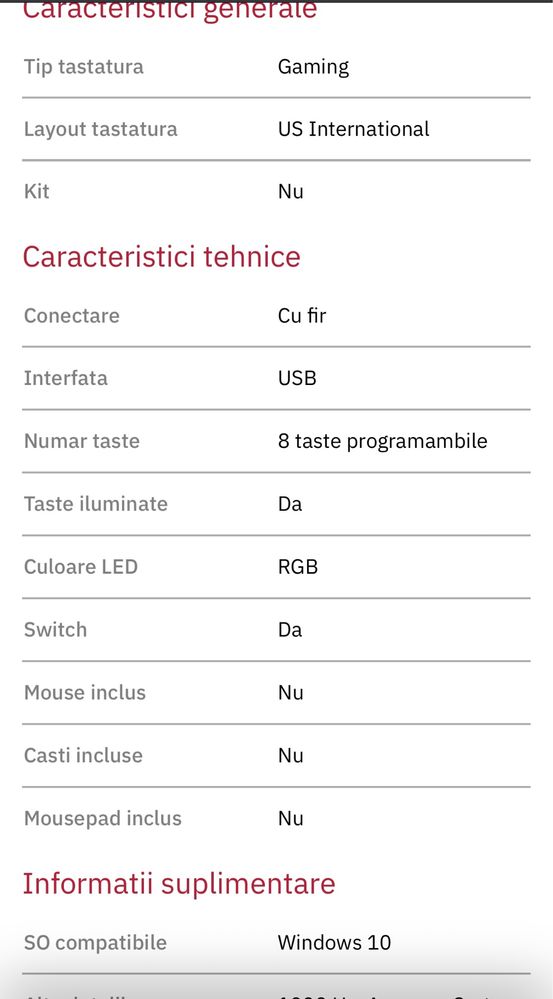 Tastatura Gaming Asus