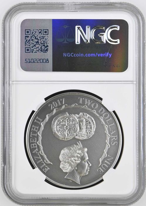 Печатът на Хан Тервел - 2 долара Ниуе 2017 - NGC MS 70