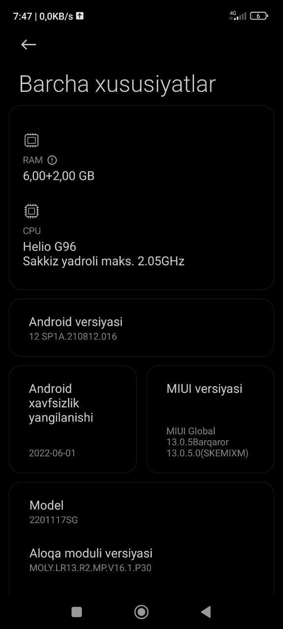 Redmi not 11s 6ga /128talik