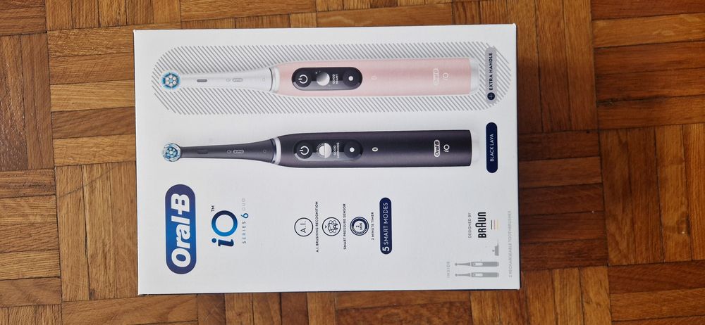 Set 2 periute electrice Oral-B iO6 (Black + Pink) – Noi, Sigilate, Gar