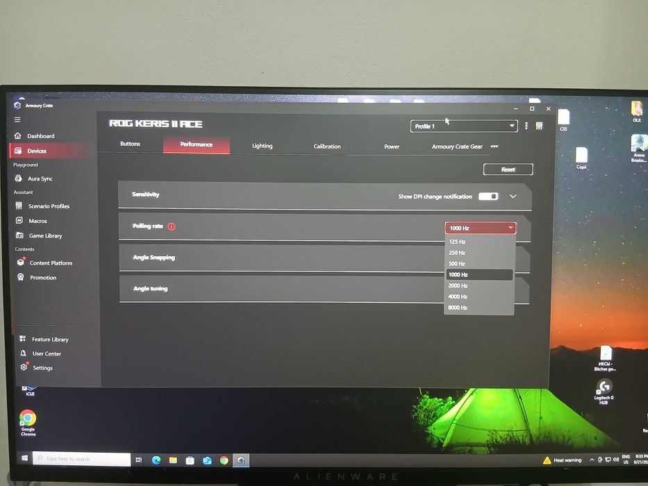 Vand mouse gaming ASUS ROG KERIS II ACE 8000HZ Alb WIRELESS