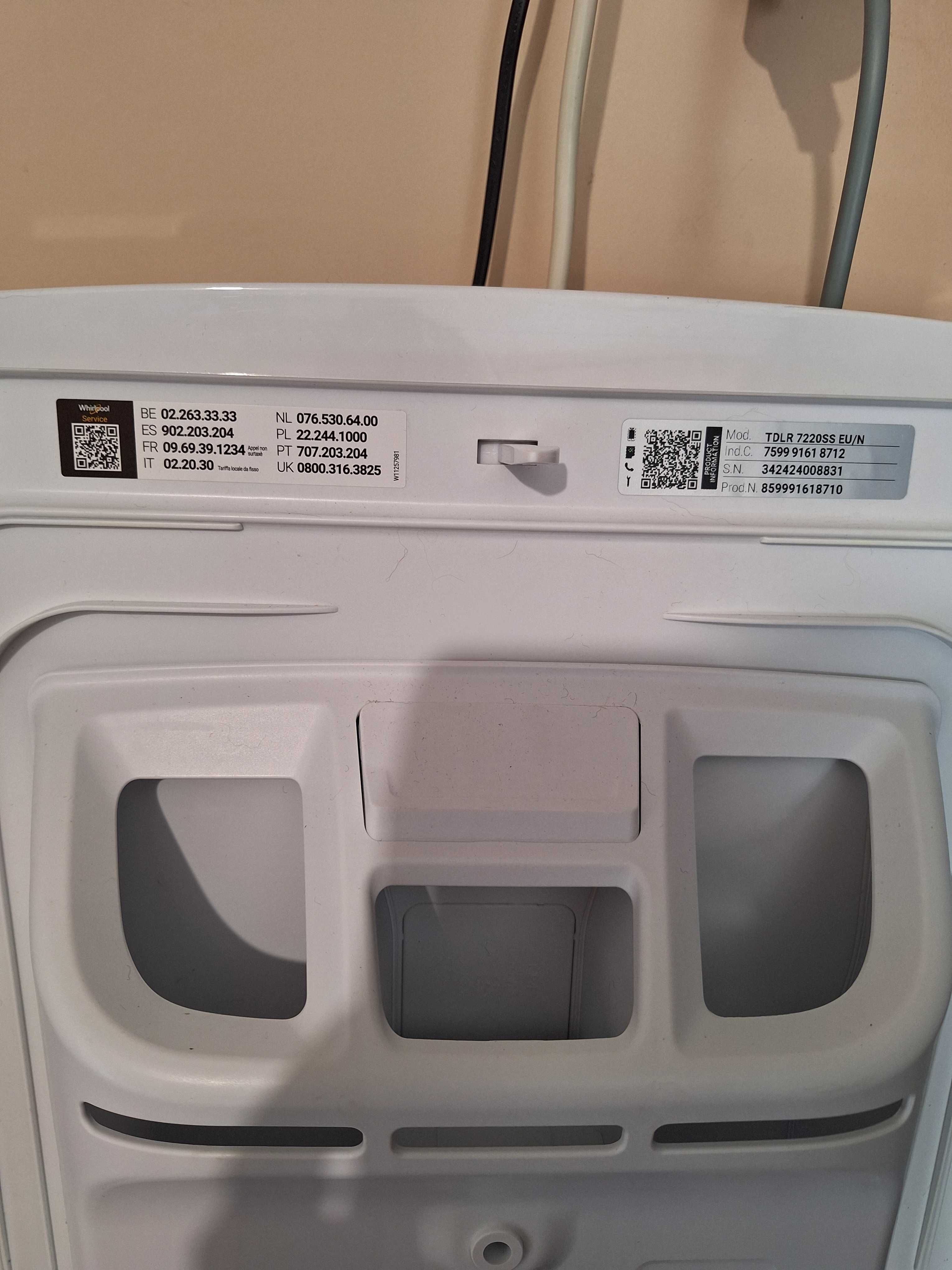 Пералня с горно зареждане Whirlpool: 7,0 кг - TDLR 7220SS EU/N