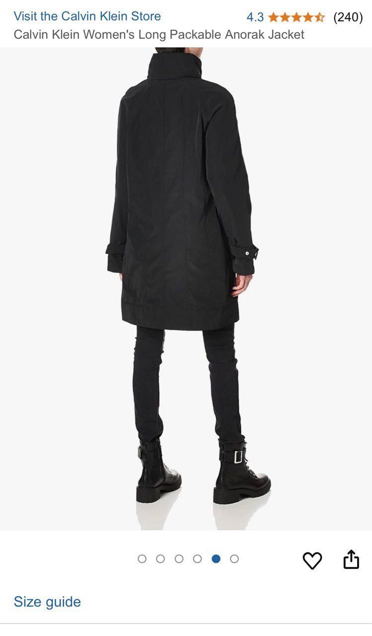 Женский плащ - дождевик parka Calvin Klein, черный. Размер 50 ( L )