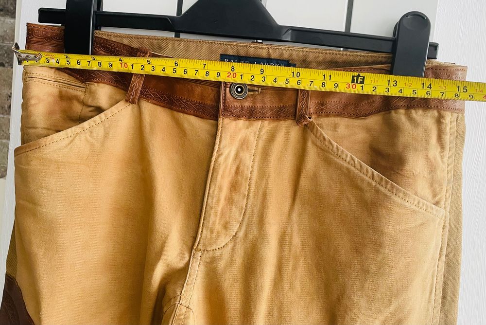 Pantaloni cu inserții piele naturala Ralph Lauren
