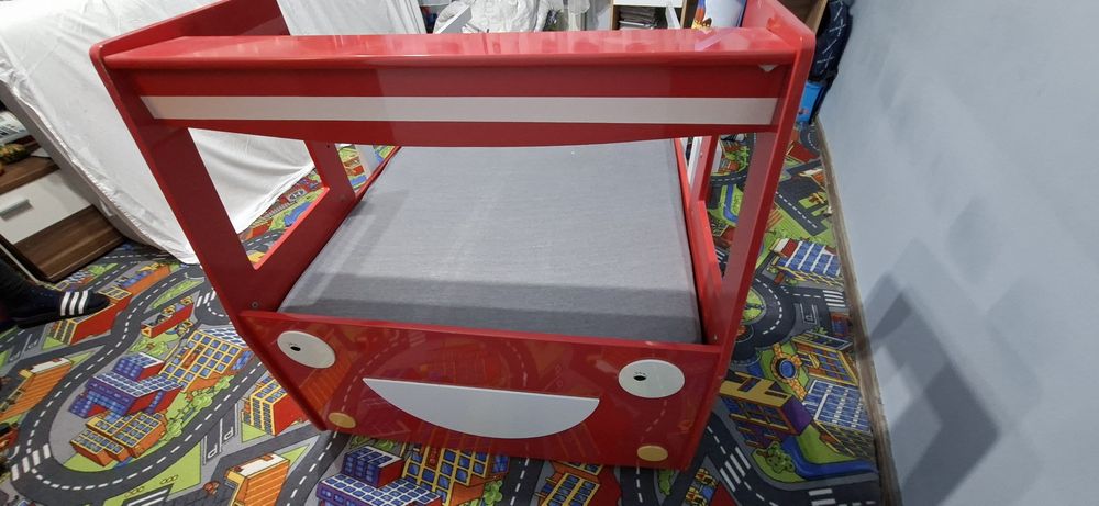 Pat  copii dormitor saltea  masina de pompieri