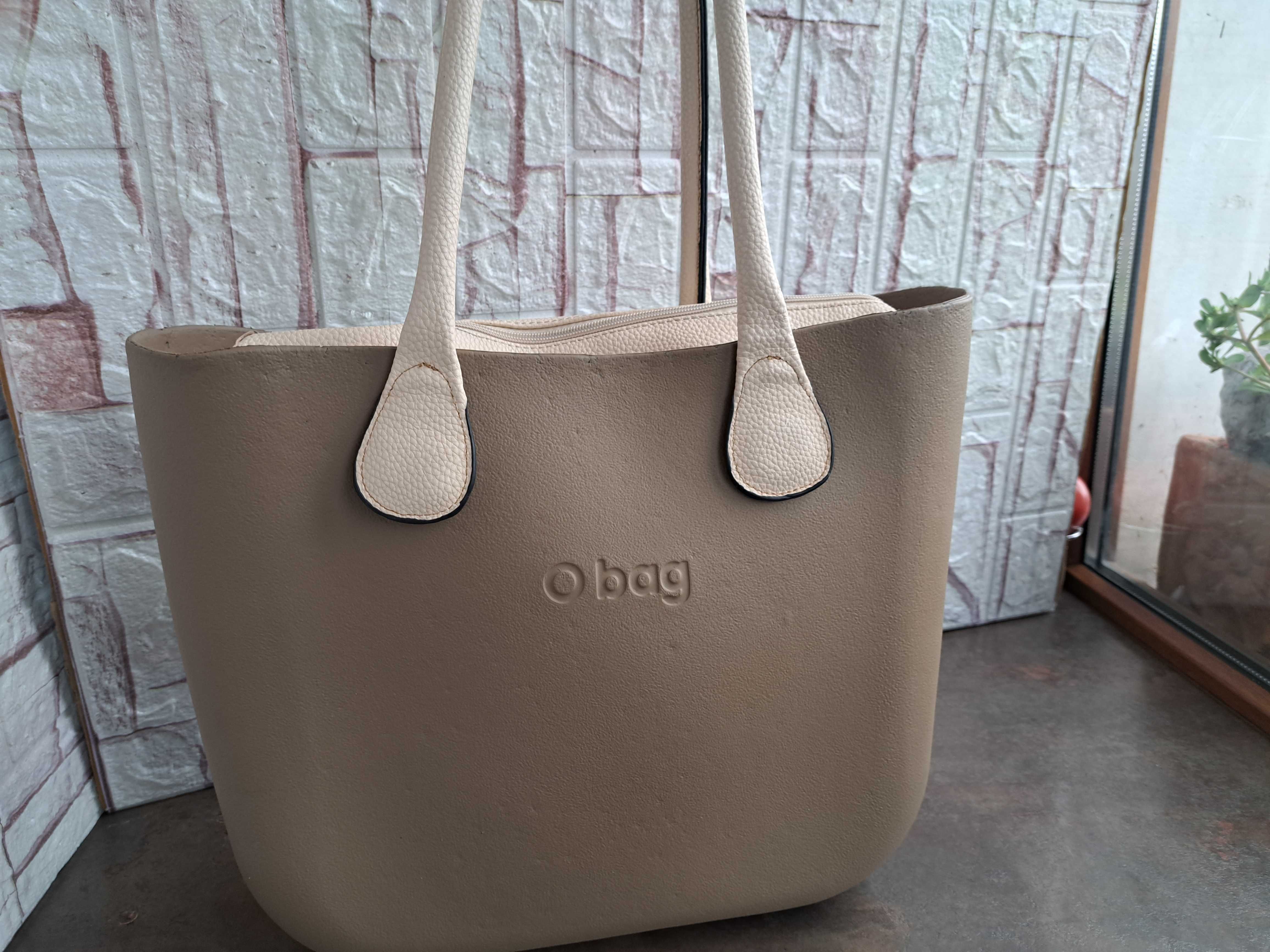 дамска чанта O BAG,бежово ,силиконова,голяма