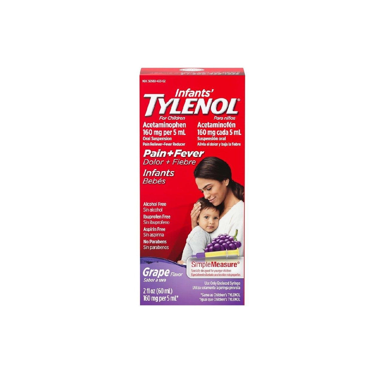 Жидкое лекарство Tylenol Acetaminophen для младенцев, виноград, 2 эт.