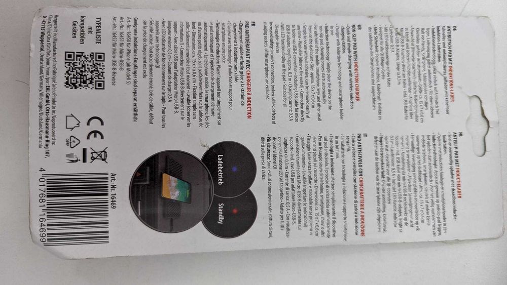 Încărcător cu inducție cu suport antiderapant pentru mașină