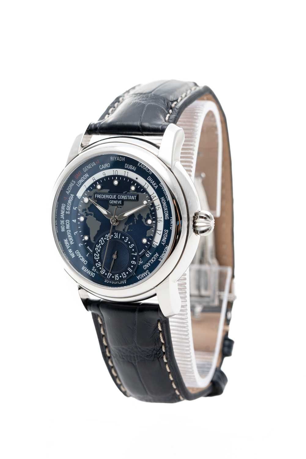 Ceas Frederique Constant Classic Worldtimer 42 Blue Dial FC.718NWM4M6