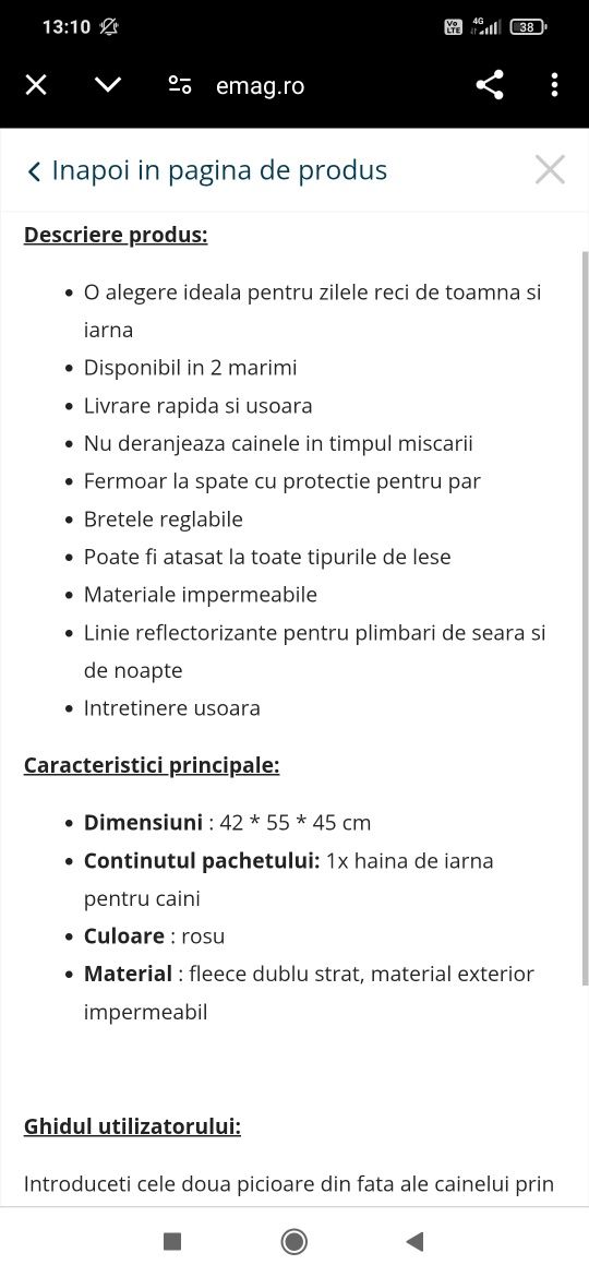 Haina de iarna vesta pentru căței de talie medie/mare model unisex