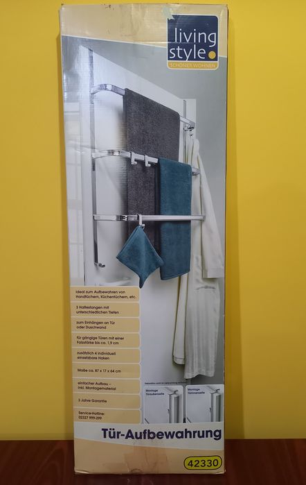 Suport nou de perete, triplu etajat pentru prosoape de baie