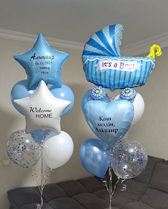 Именные шары на выписку из роддома. Наклейки на авто. Гелиевые шары.