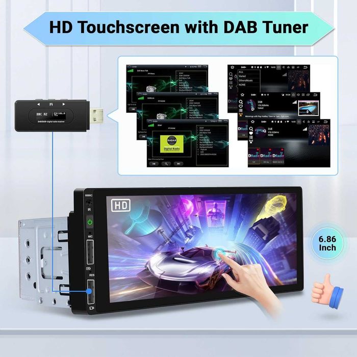 1 DIN Автомобилно радио с CarPlay / Android Auto и камера за заден ход